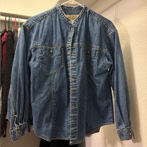 Liz Claiborne Jeans Denim Snap-Front Shirt (Petite M)